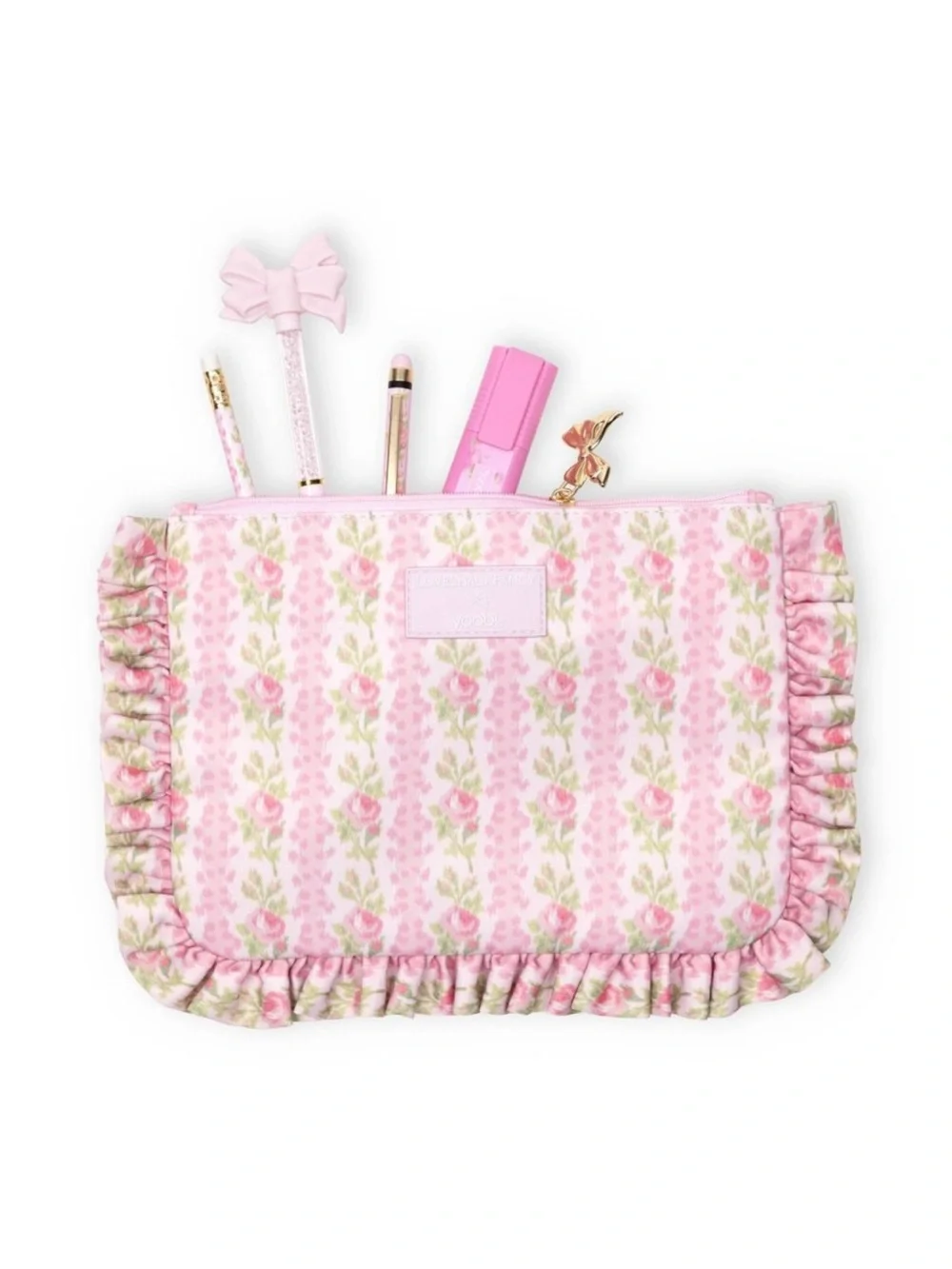 Loveshackfancy x target yoobi blooming heirloom flat zip pencil case with ruffle
